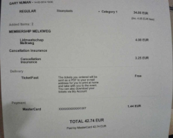 Amsterdam Melkweg Ticket 14 February 2014